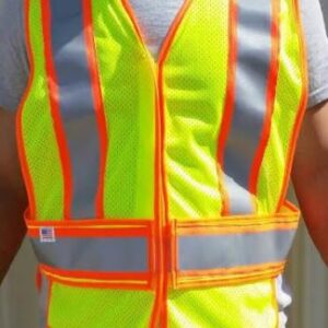 ANSI Class 2 Lime Vest with Orange and Silver Reflective