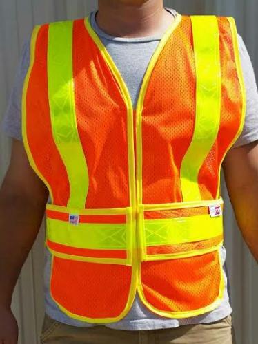 ANSI Class 2 Orange Vest with Chevrons Reflective